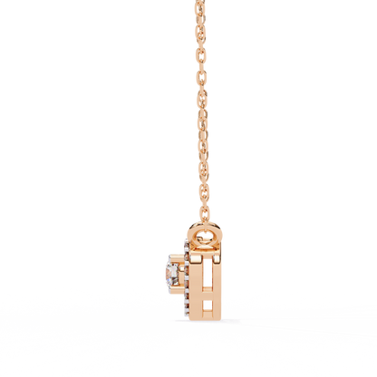 The Eternal Radiance: Diamond Heart Halo Pendant in Yellow Gold- 0.17 Ct