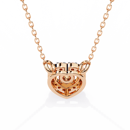 The Eternal Radiance: Diamond Heart Halo Pendant in Yellow Gold- 0.17 Ct