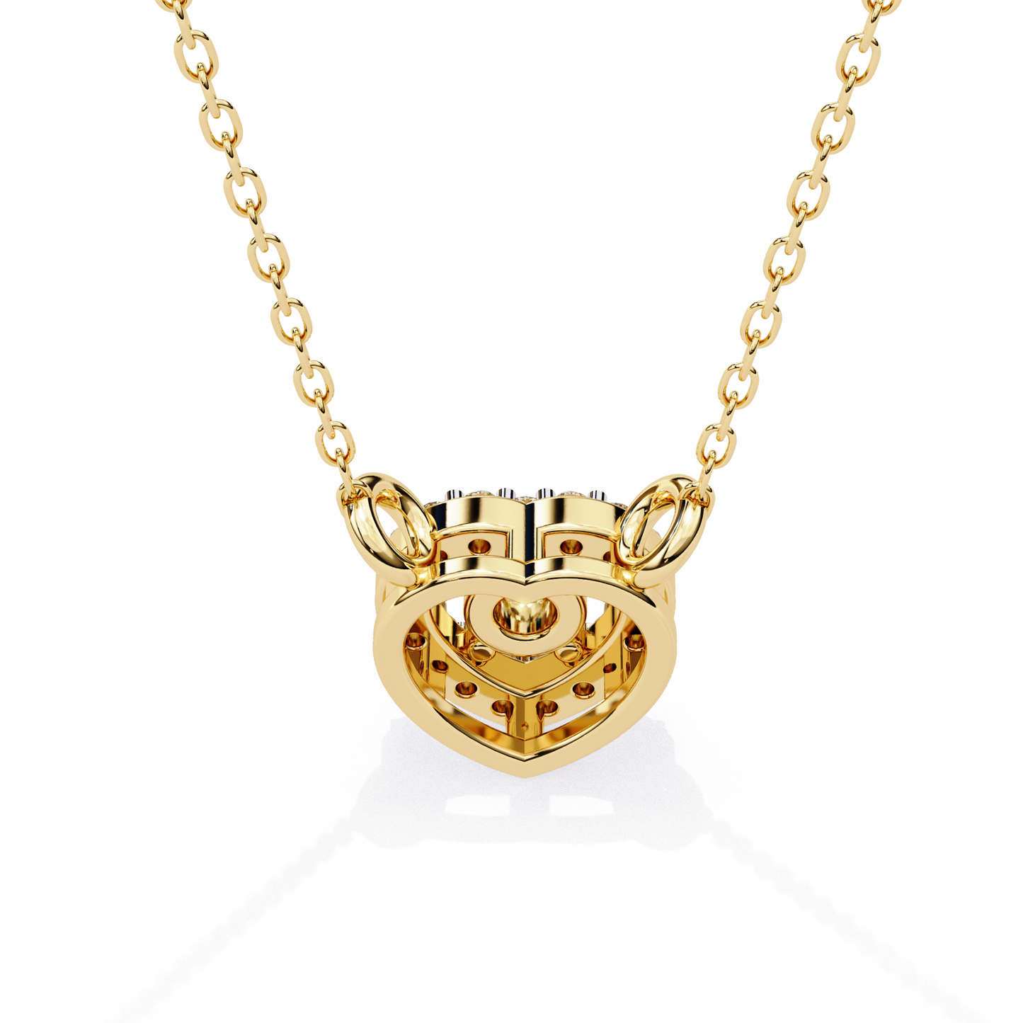 The Eternal Radiance: Diamond Heart Halo Pendant in Yellow Gold- 0.17 Ct