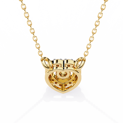 The Eternal Radiance: Diamond Heart Halo Pendant in Yellow Gold- 0.17 Ct