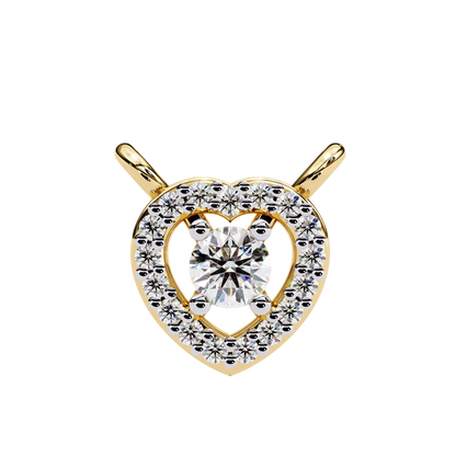 The Eternal Radiance: Diamond Heart Halo Pendant in Yellow Gold- 0.17 Ct