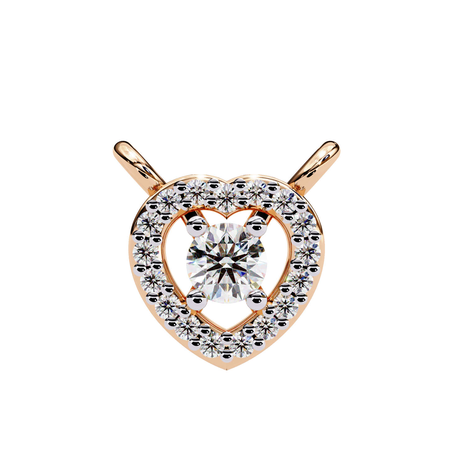 The Eternal Radiance: Diamond Heart Halo Pendant in Yellow Gold- 0.17 Ct