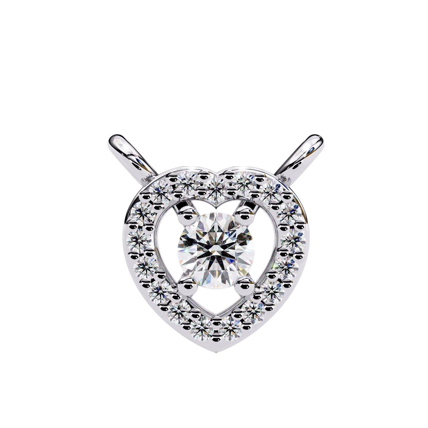 The Eternal Radiance: Diamond Heart Halo Pendant in Yellow Gold- 0.17 Ct