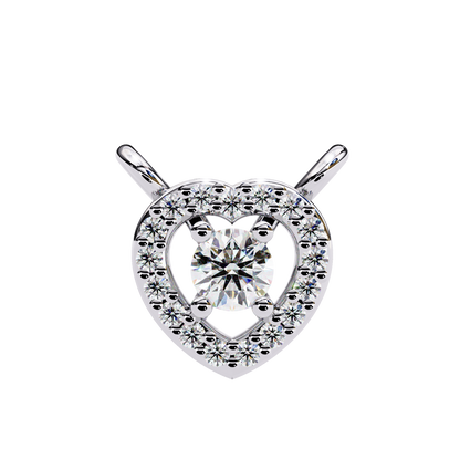 The Eternal Radiance: Diamond Heart Halo Pendant in Yellow Gold- 0.17 Ct