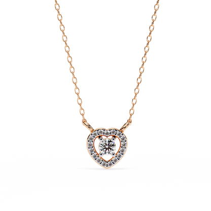 The Eternal Radiance: Diamond Heart Halo Pendant in Yellow Gold- 0.17 Ct