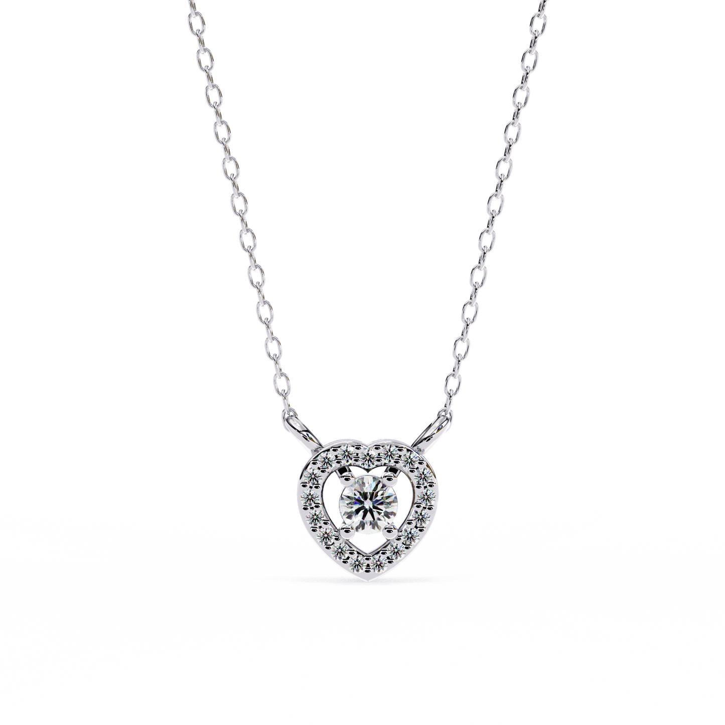 The Eternal Radiance: Diamond Heart Halo Pendant in Yellow Gold- 0.17 Ct