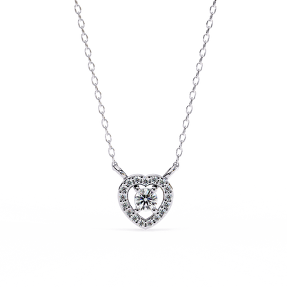 The Eternal Radiance: Diamond Heart Halo Pendant in Yellow Gold- 0.17 Ct