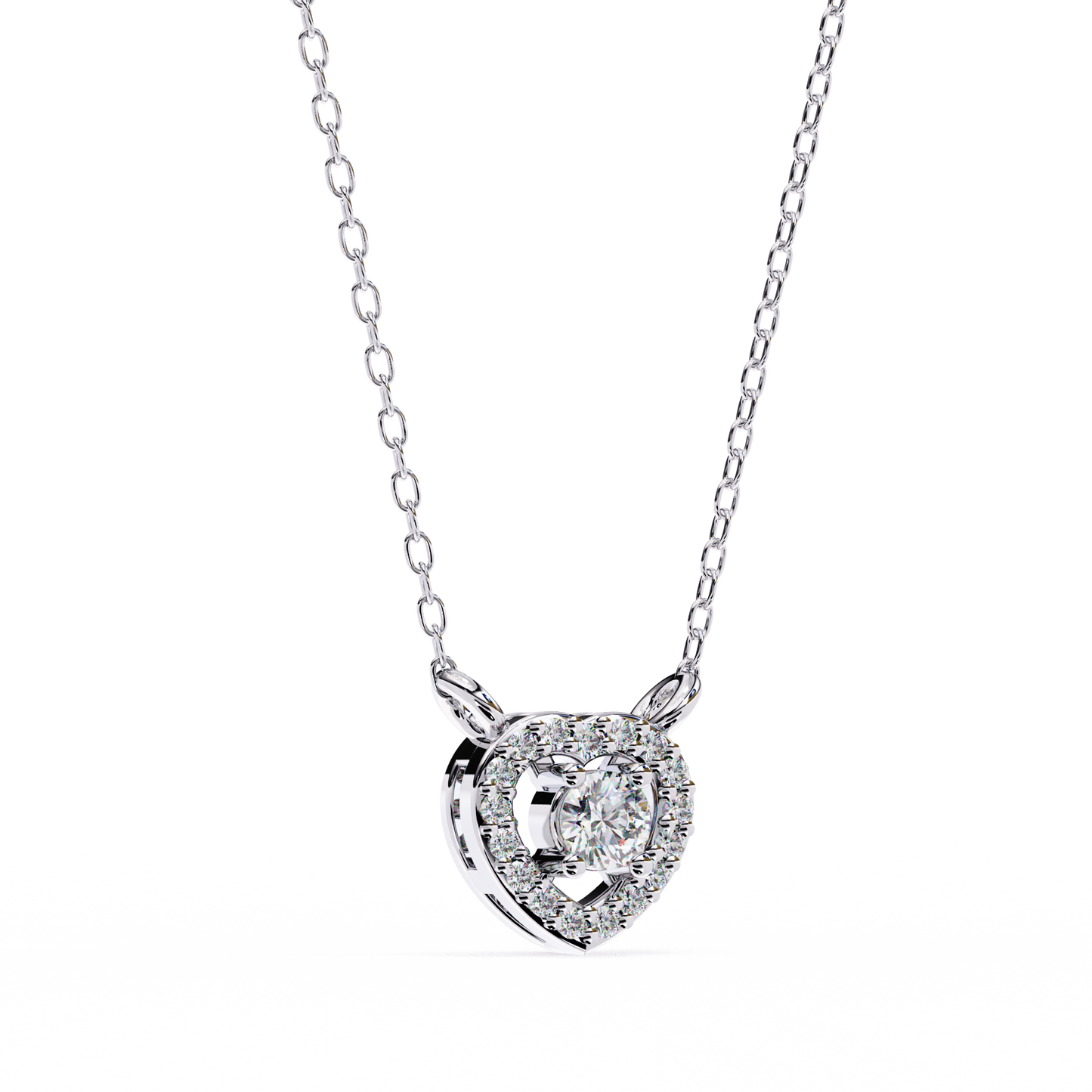 The Eternal Radiance: Diamond Heart Halo Pendant in Yellow Gold- 0.17 Ct