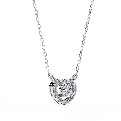 The Eternal Radiance: Diamond Heart Halo Pendant in Yellow Gold- 0.17 Ct