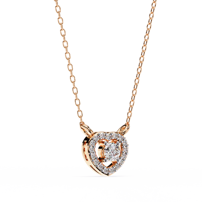 The Eternal Radiance: Diamond Heart Halo Pendant in Yellow Gold- 0.17 Ct