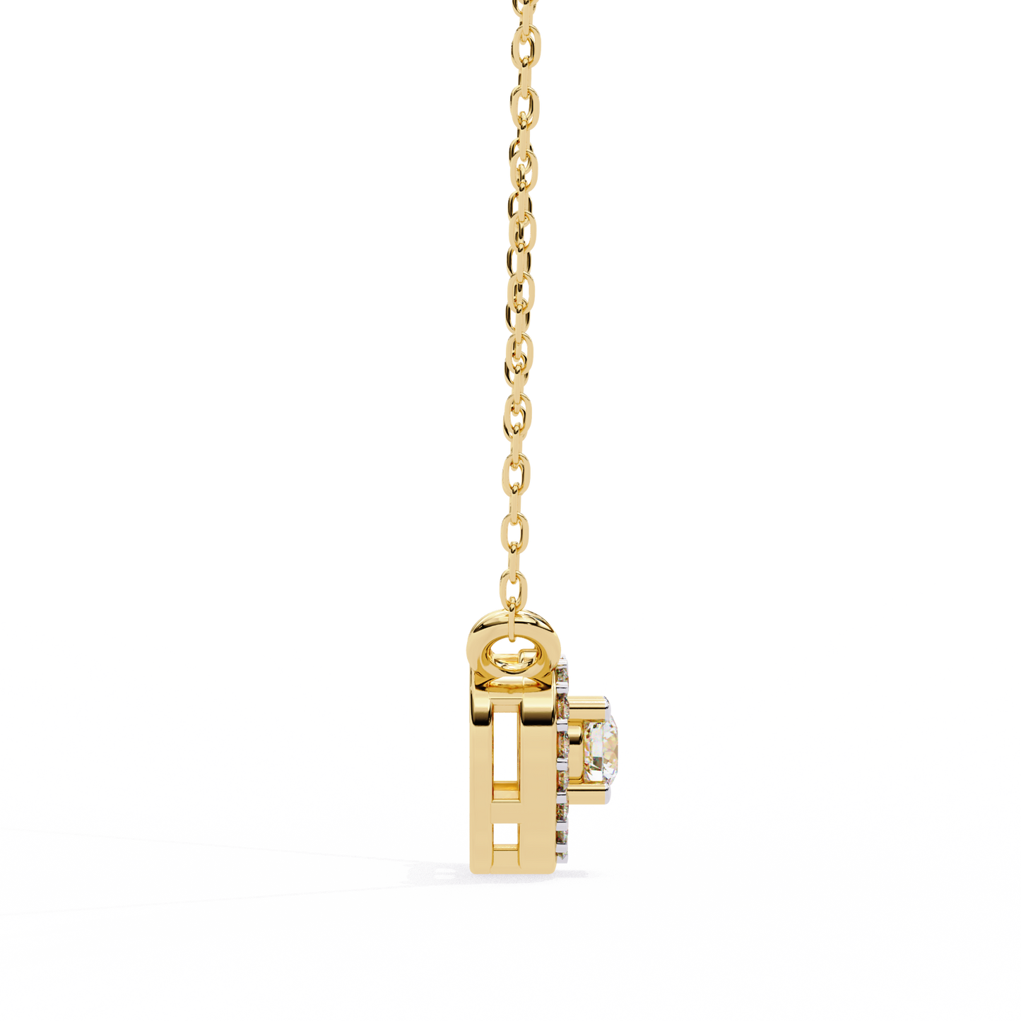 The Eternal Radiance: Diamond Heart Halo Pendant in Yellow Gold- 0.17 Ct