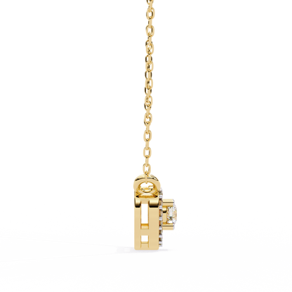 The Eternal Radiance: Diamond Heart Halo Pendant in Yellow Gold- 0.17 Ct