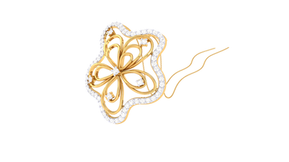 Four-Petal Bloom Pendant - 0.44 Ct Brilliant Cut Diamonds In Gold