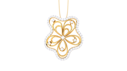 Four-Petal Bloom Pendant - 0.44 Ct Brilliant Cut Diamonds In Gold