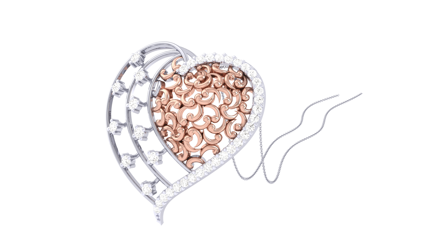 Dual Elegance Heart Pendant - 0.30 Ct Brilliant Cut Diamonds In Gold
