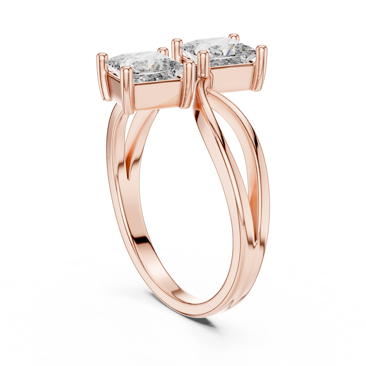 Princess Cut Two-Stone Toi et Moi Ring in White Gold