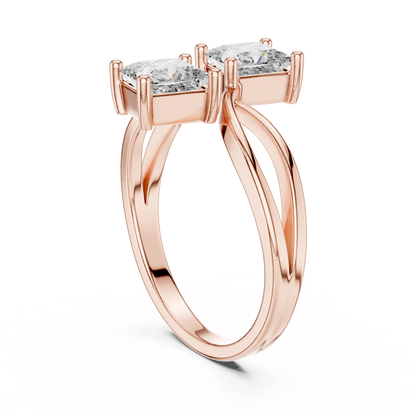 Princess Cut Two-Stone Toi et Moi Ring in White Gold