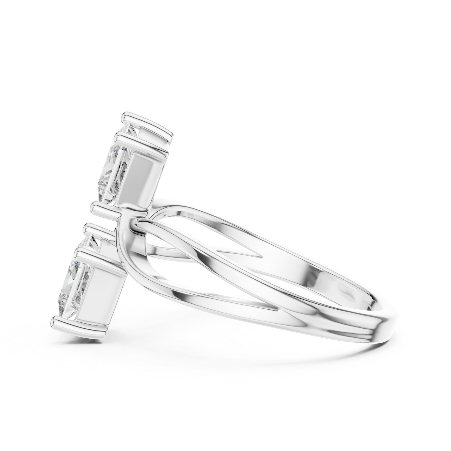 Princess Cut Two-Stone Toi et Moi Ring in White Gold