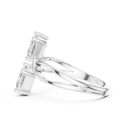 Princess Cut Two-Stone Toi et Moi Ring in White Gold