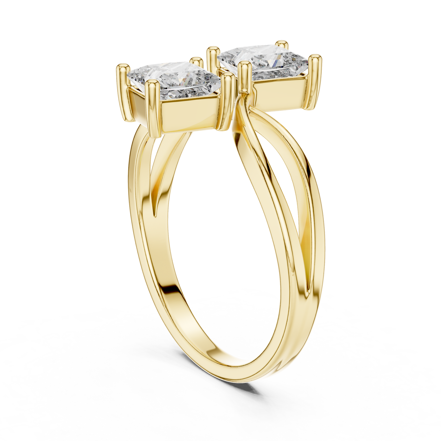 Princess Cut Two-Stone Toi et Moi Ring in White Gold