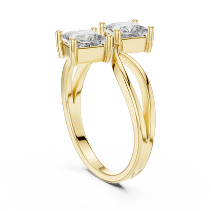 Princess Cut Two-Stone Toi et Moi Ring in White Gold