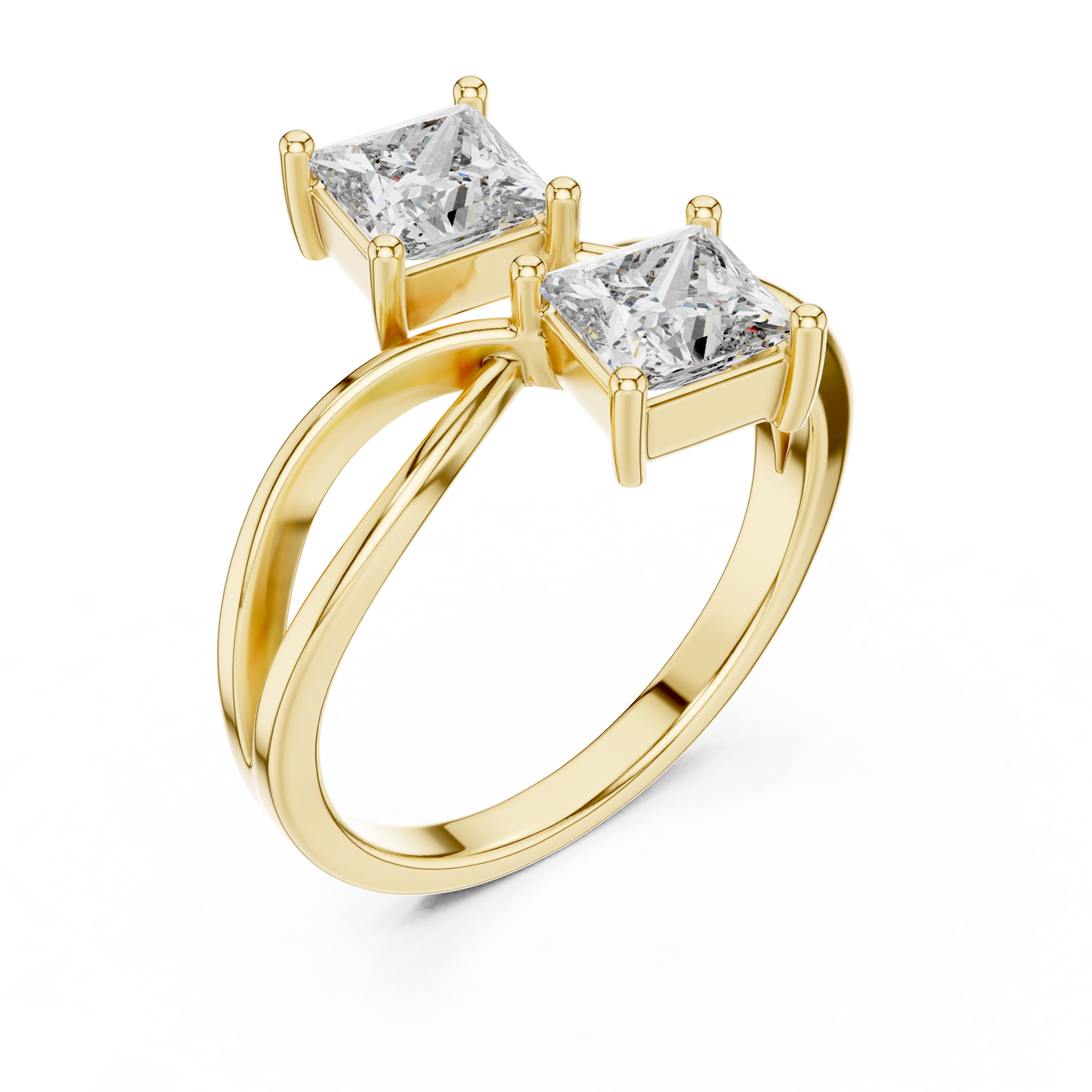 Princess Cut Two-Stone Toi et Moi Ring in White Gold