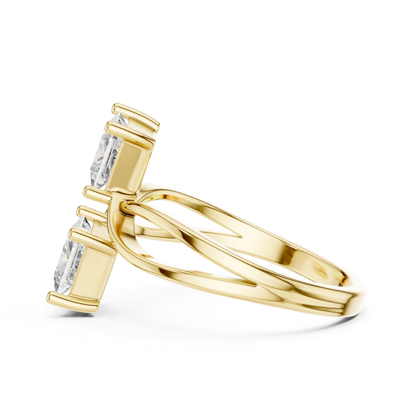 Princess Cut Two-Stone Toi et Moi Ring in White Gold