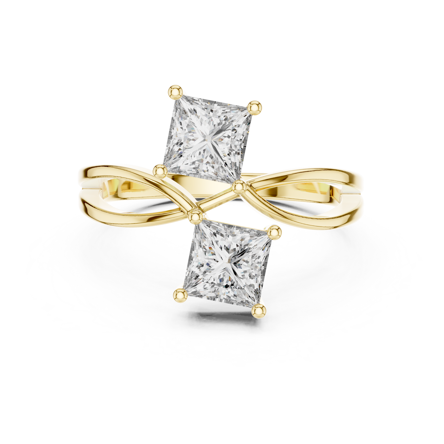 Princess Cut Two-Stone Toi et Moi Ring in White Gold