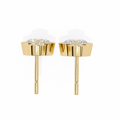 Aurora Bezel-Set Double Diamond Drop Earrings in Yellow Gold -1.83 Ct