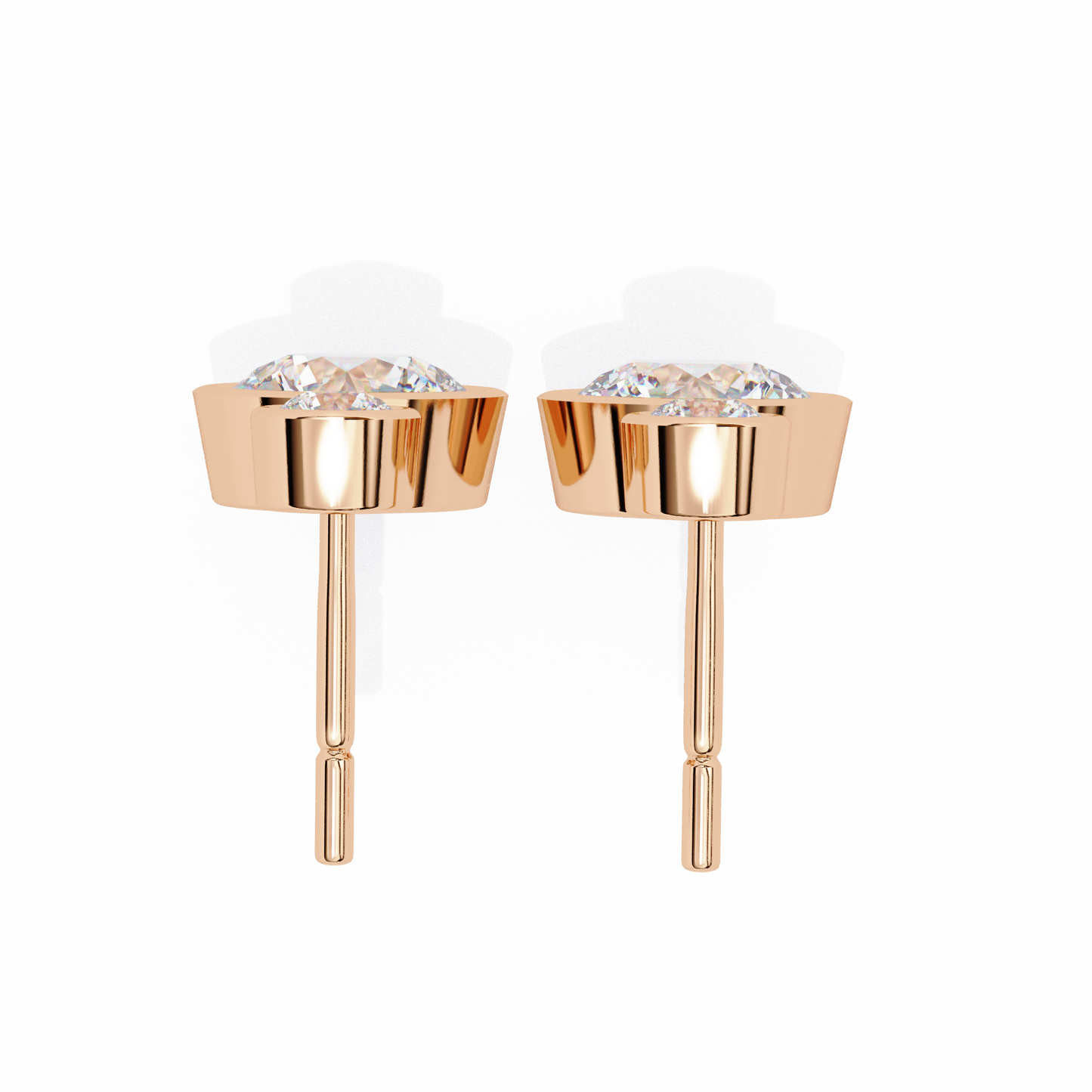 Aurora Bezel-Set Double Diamond Drop Earrings in Yellow Gold -1.83 Ct