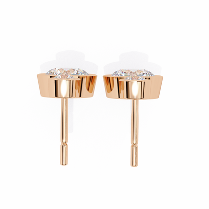 Aurora Bezel-Set Double Diamond Drop Earrings in Yellow Gold -1.83 Ct