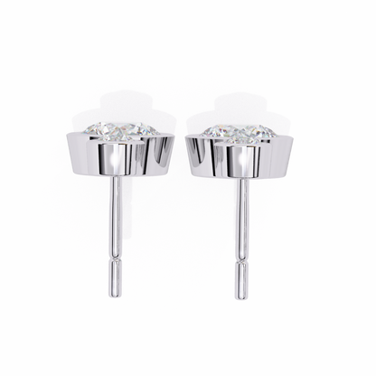 Aurora Bezel-Set Double Diamond Drop Earrings in Yellow Gold -1.83 Ct