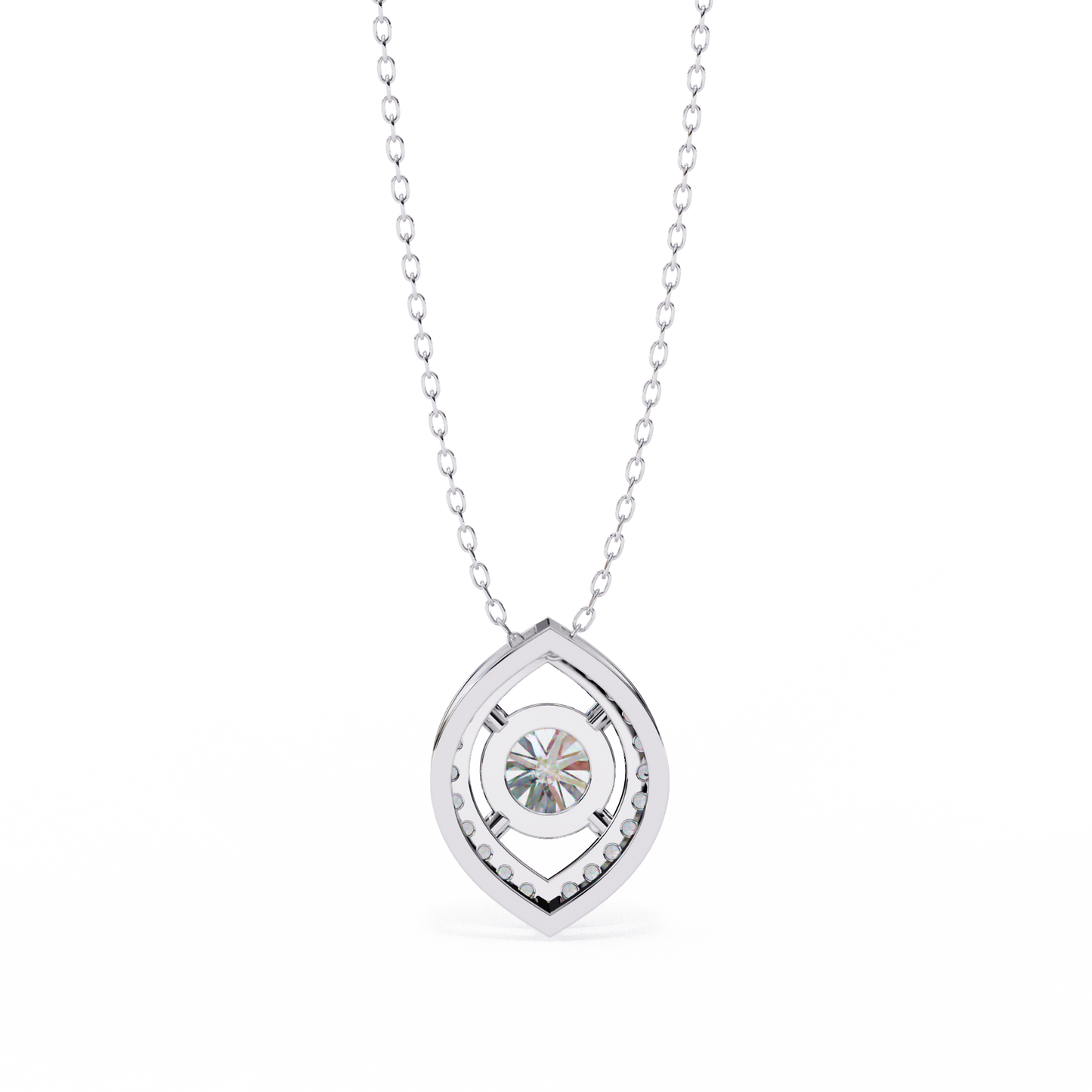 Modern Halo Solitaire Pendant in Radiant Yellow Gold- 0.56 Ct Round Diamonds