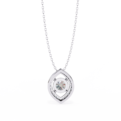 Modern Halo Solitaire Pendant in Radiant Yellow Gold- 0.56 Ct Round Diamonds