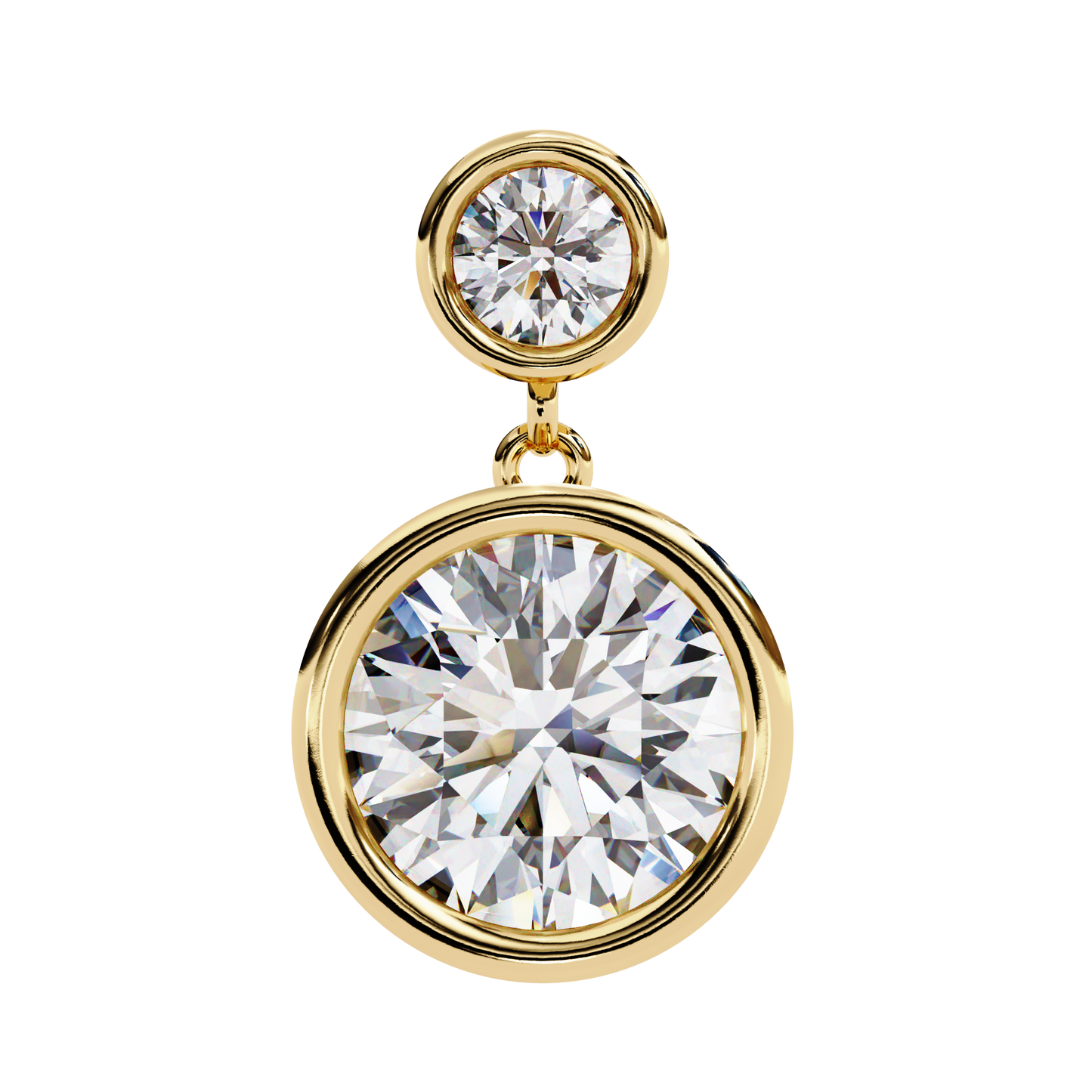 Aurora Bezel-Set Double Diamond Drop Earrings in Yellow Gold -1.83 Ct
