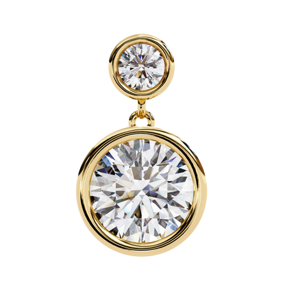 Aurora Bezel-Set Double Diamond Drop Earrings in Yellow Gold -1.83 Ct