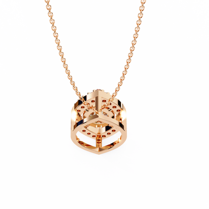 Modern Halo Solitaire Pendant in Radiant Yellow Gold- 0.56 Ct Round Diamonds