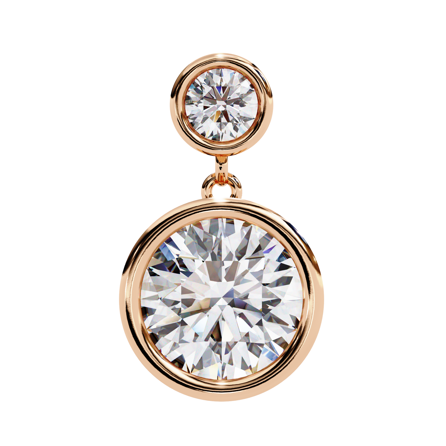 Aurora Bezel-Set Double Diamond Drop Earrings in Yellow Gold -1.83 Ct