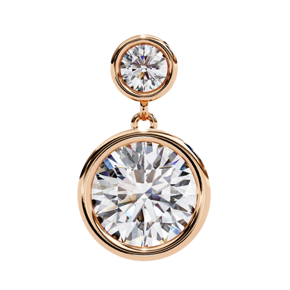 Aurora Bezel-Set Double Diamond Drop Earrings in Yellow Gold -1.83 Ct