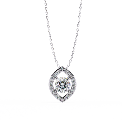 Modern Halo Solitaire Pendant in Radiant Yellow Gold- 0.56 Ct Round Diamonds