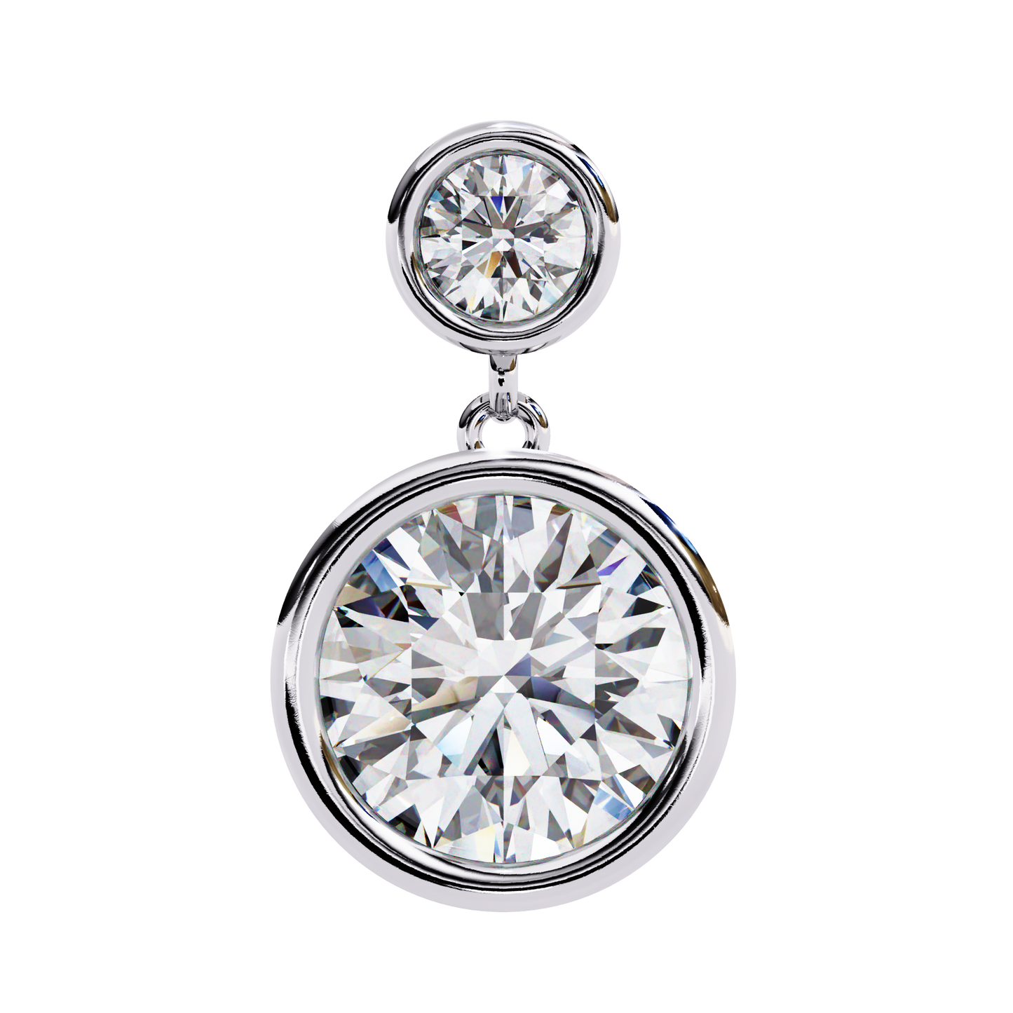 Aurora Bezel-Set Double Diamond Drop Earrings in Yellow Gold -1.83 Ct