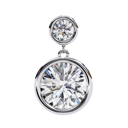 Aurora Bezel-Set Double Diamond Drop Earrings in Yellow Gold -1.83 Ct