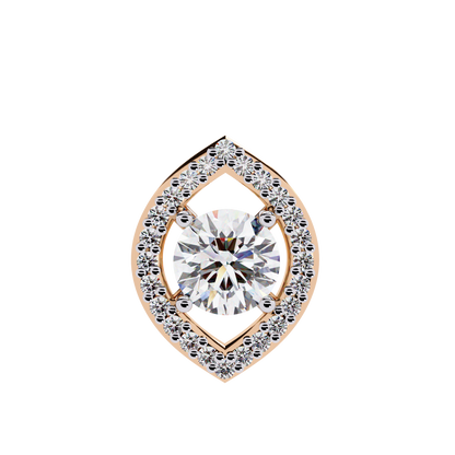 Modern Halo Solitaire Pendant in Radiant Yellow Gold- 0.56 Ct Round Diamonds