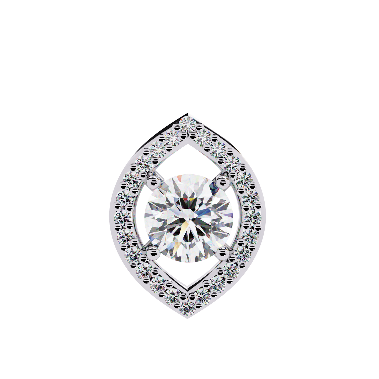 Modern Halo Solitaire Pendant in Radiant Yellow Gold- 0.56 Ct Round Diamonds