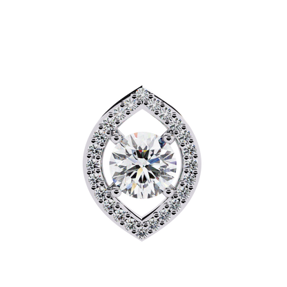 Modern Halo Solitaire Pendant in Radiant Yellow Gold- 0.56 Ct Round Diamonds