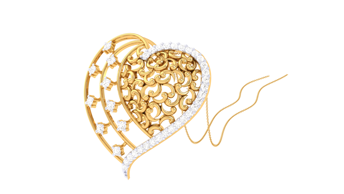 Dual Elegance Heart Pendant - 0.30 Ct Brilliant Cut Diamonds In Gold