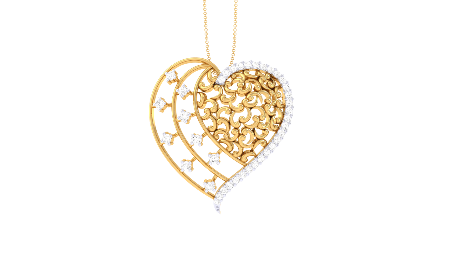 Dual Elegance Heart Pendant - 0.30 Ct Brilliant Cut Diamonds In Gold