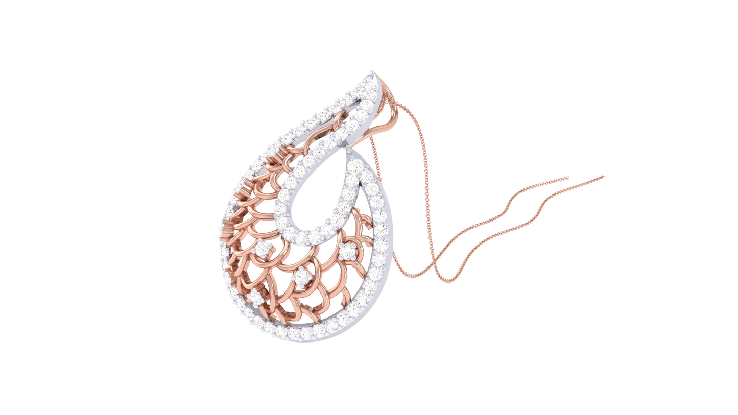 Paisley Elegance Diamond Pendant In Gold – 0.50 Ct Brilliant Cut