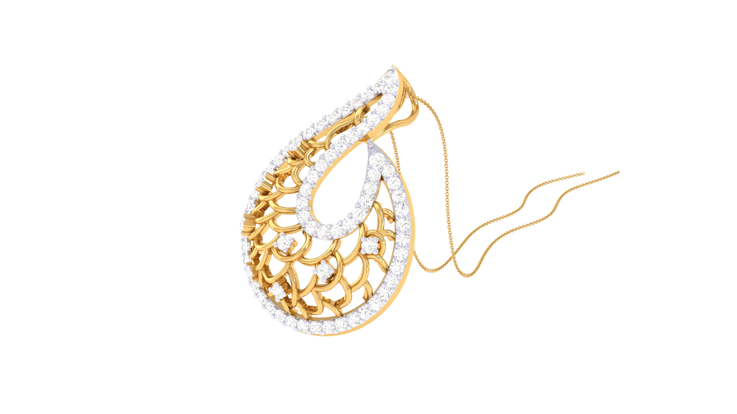 Paisley Elegance Diamond Pendant In Gold – 0.50 Ct Brilliant Cut