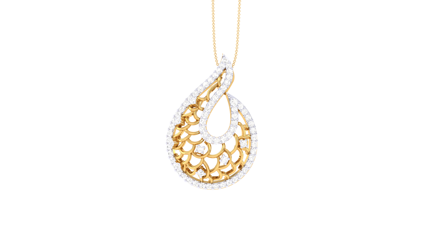 Paisley Elegance Diamond Pendant In Gold – 0.50 Ct Brilliant Cut